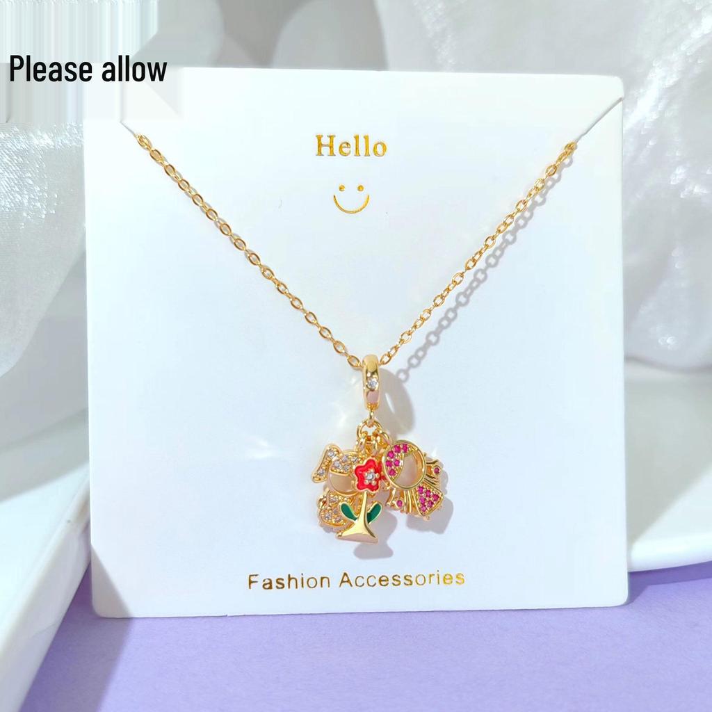 18k vergoldete Zirkonium- und Titanstahl-Anhänger-Halskette - Damen Qixi Valentinstag Geschenk