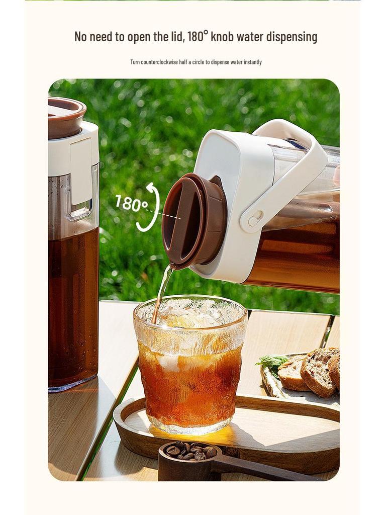 Tragbare Kaltaufguss-Kaffee- & Tee-Karaffe - Großes Fassungsvermögen, Kühlschrankfertig