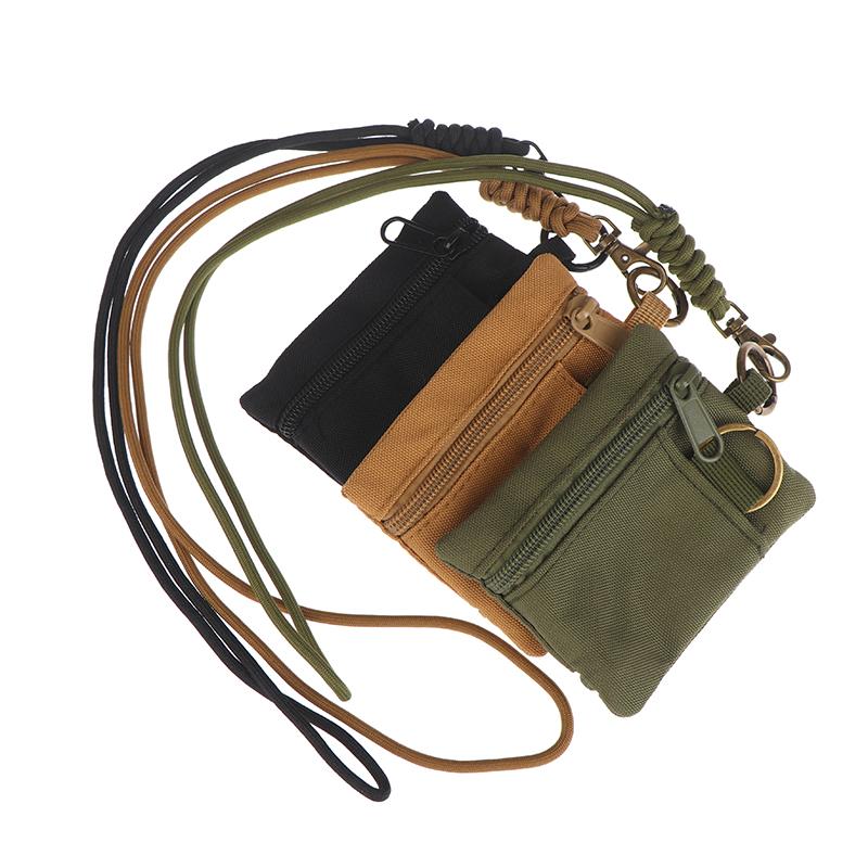 Mini Casual Hanging Neck Mini Coin Purse Card Holder Zipper Pouch Men And Women Key Small Bag Headphone Case With Lanyard