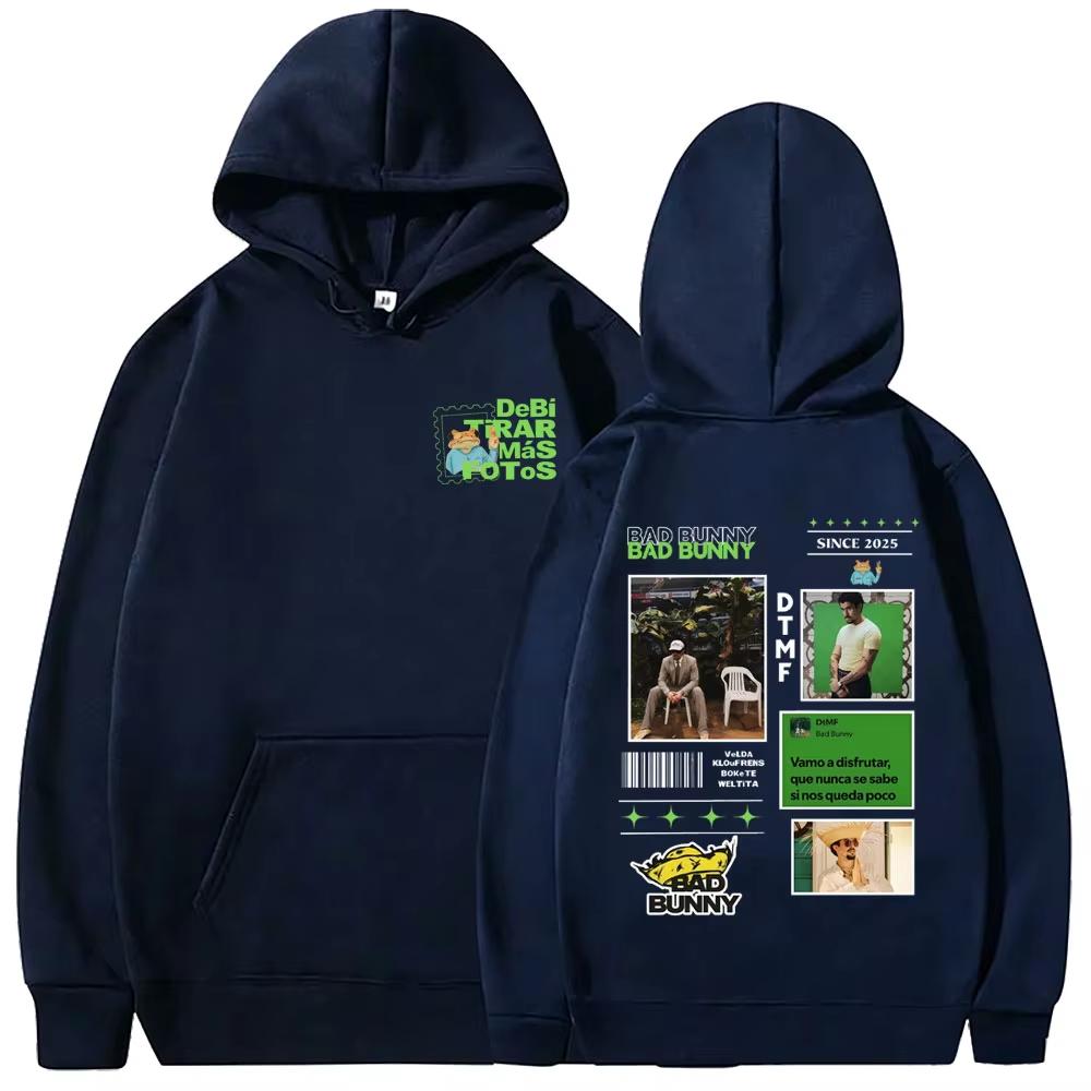 Rapper Bad Bunny Grafik Hoodie Debi Tirar Mas Fotos DTMF Welttournee 2026 Sweatshirt Herren Damen Vintage Bedrucktes Sweatshirt