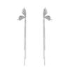 925 Sterling Silver Long Tassel Butterfly Earrings for Women - High-End Metallic Cool Style