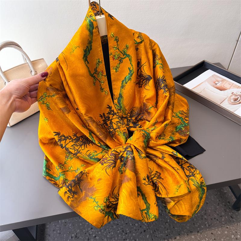 Jinzhi Cuiyun Printed Fragrant Cloud Yarn Spring And Summer Silk Scarf Large Long Scarf Travel Shawl Sunscreen Women'S Scarf Headscarf