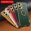 Crocodile Leather Texture Plating Soft Case for Redmi Note 12 Pro Plus 12s Note 12 4G 5G 12C 11S 11 Pro Magnetic Ring Holder Stand Cover