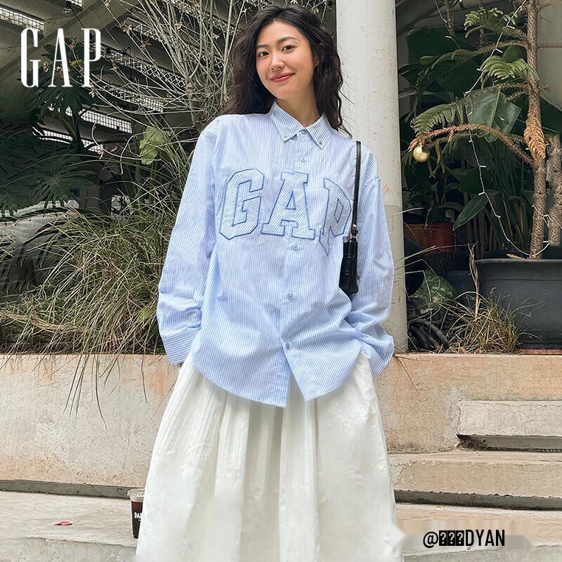 Gap Cotton Logo Stripe Long Sleeve Shirt 185/104A