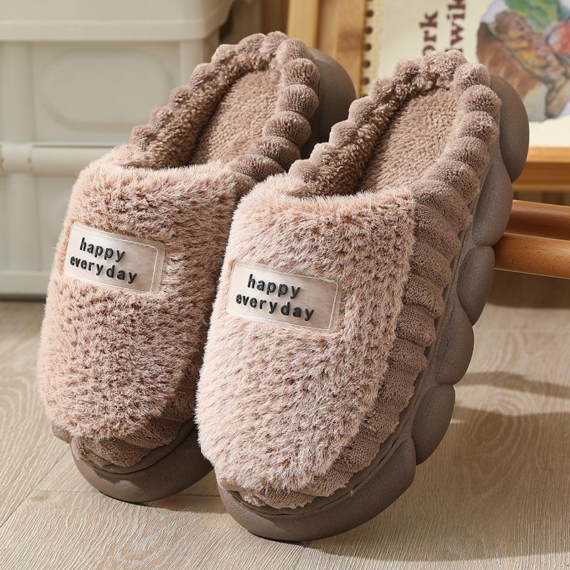 Men's Cotton Slippers Winter Thick-soled Indoor Warm Plush Slippers Men's Large Size