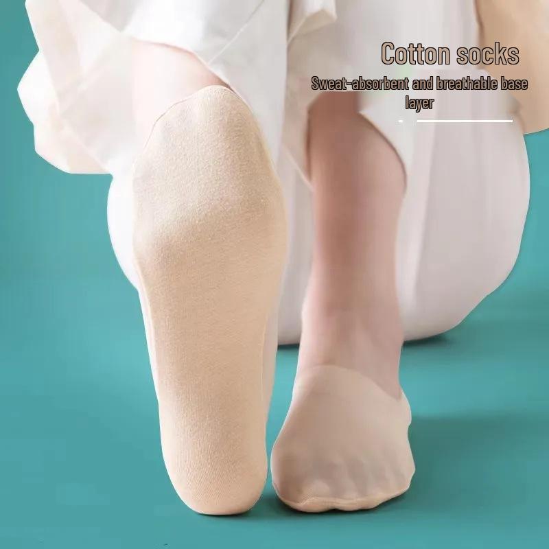 Ice Silk & Cotton Mesh Non-Slip No-Show Women's Socks