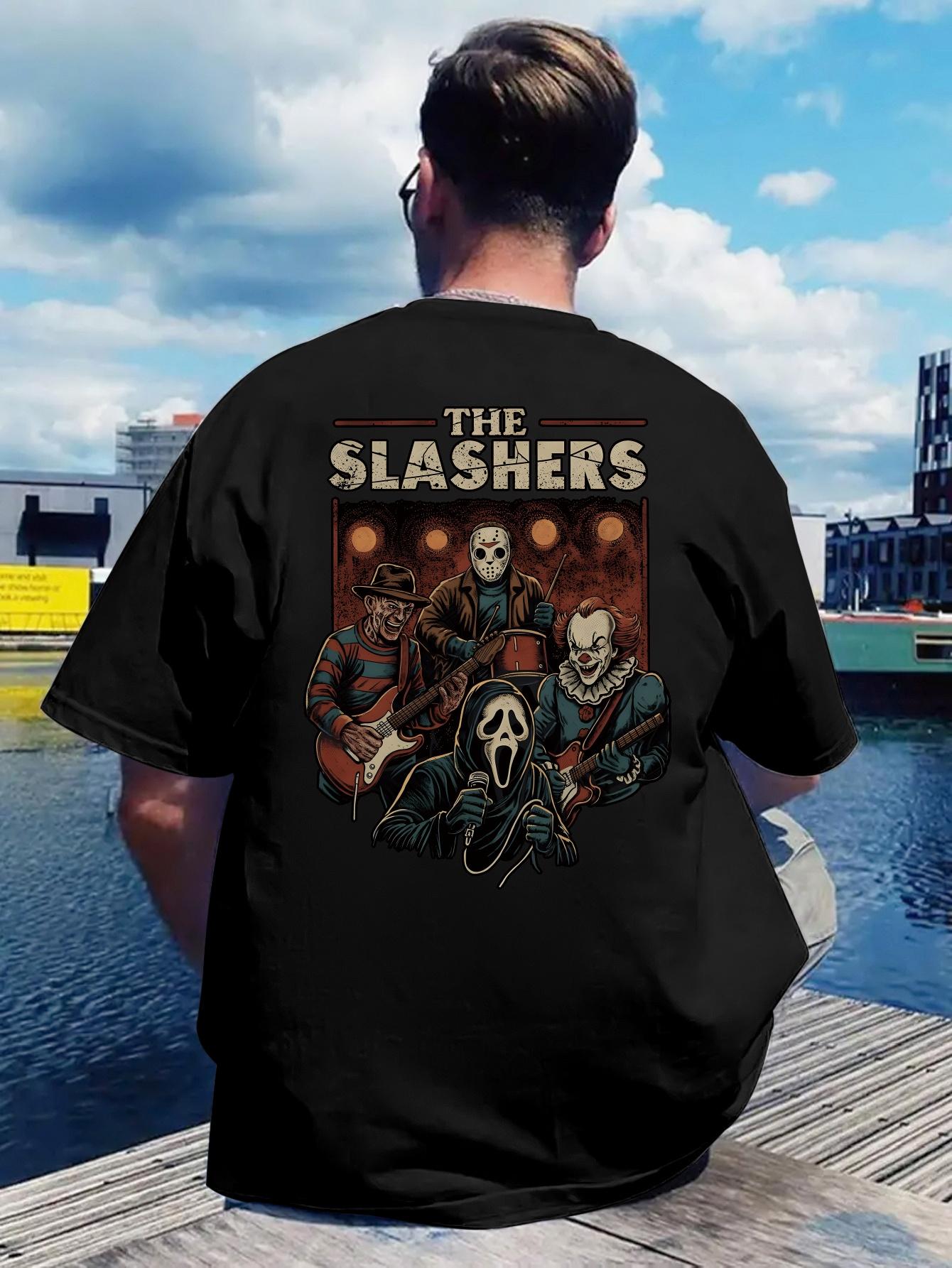 Vintage Horror Movie Graphic T-shirt - Back Print with Characters S