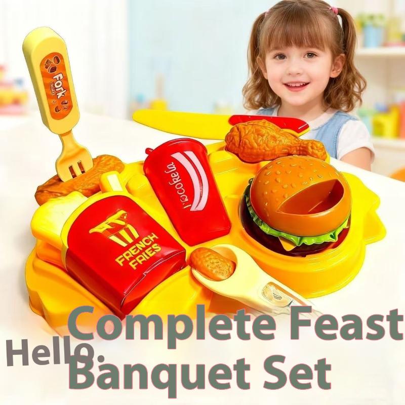 1 Set Creative Stress Relief Kit Fun Burger Feeding Toy Spoon Role Play Toys Children'S Imaginative Game Gifts For Boys And Girl
