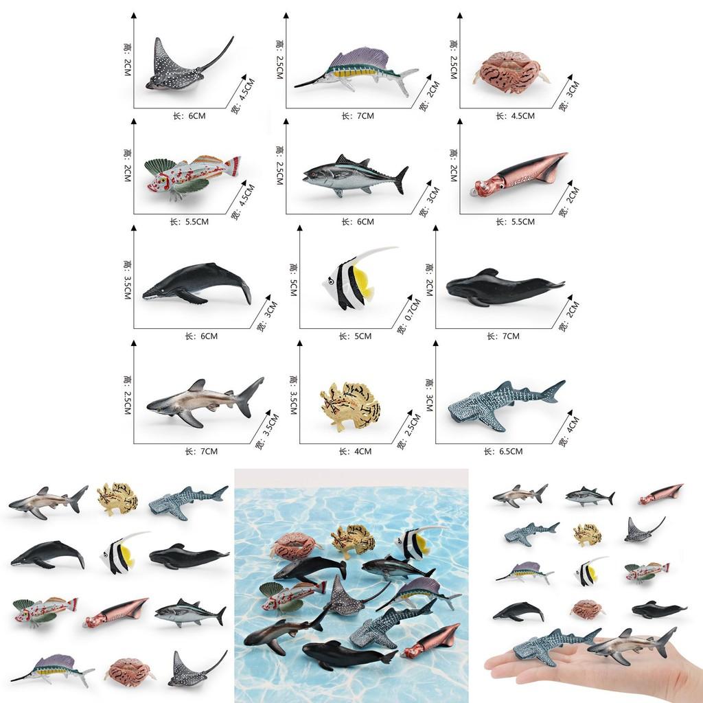Set di Ornamenti da Tavolo Modelli di Razza di Profondità Simulati, Granchio, Calamaro, Orca, Squalo per Decorazione Stanza dei Giochi Educativa per Bambini