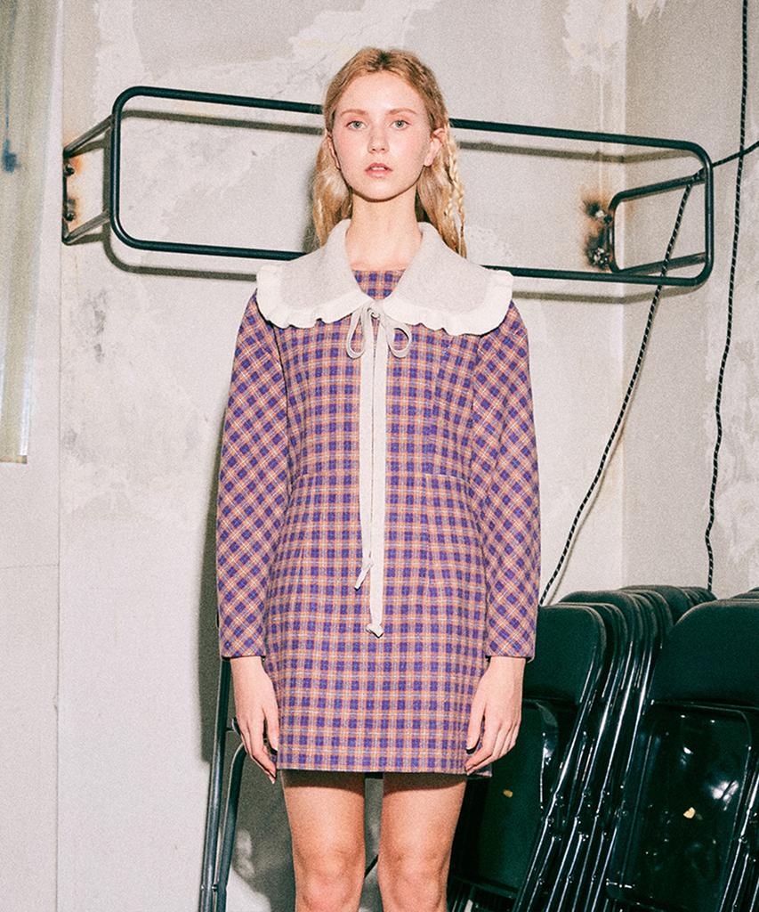 Near And Dear Holiday Check Mini Dress_Purple