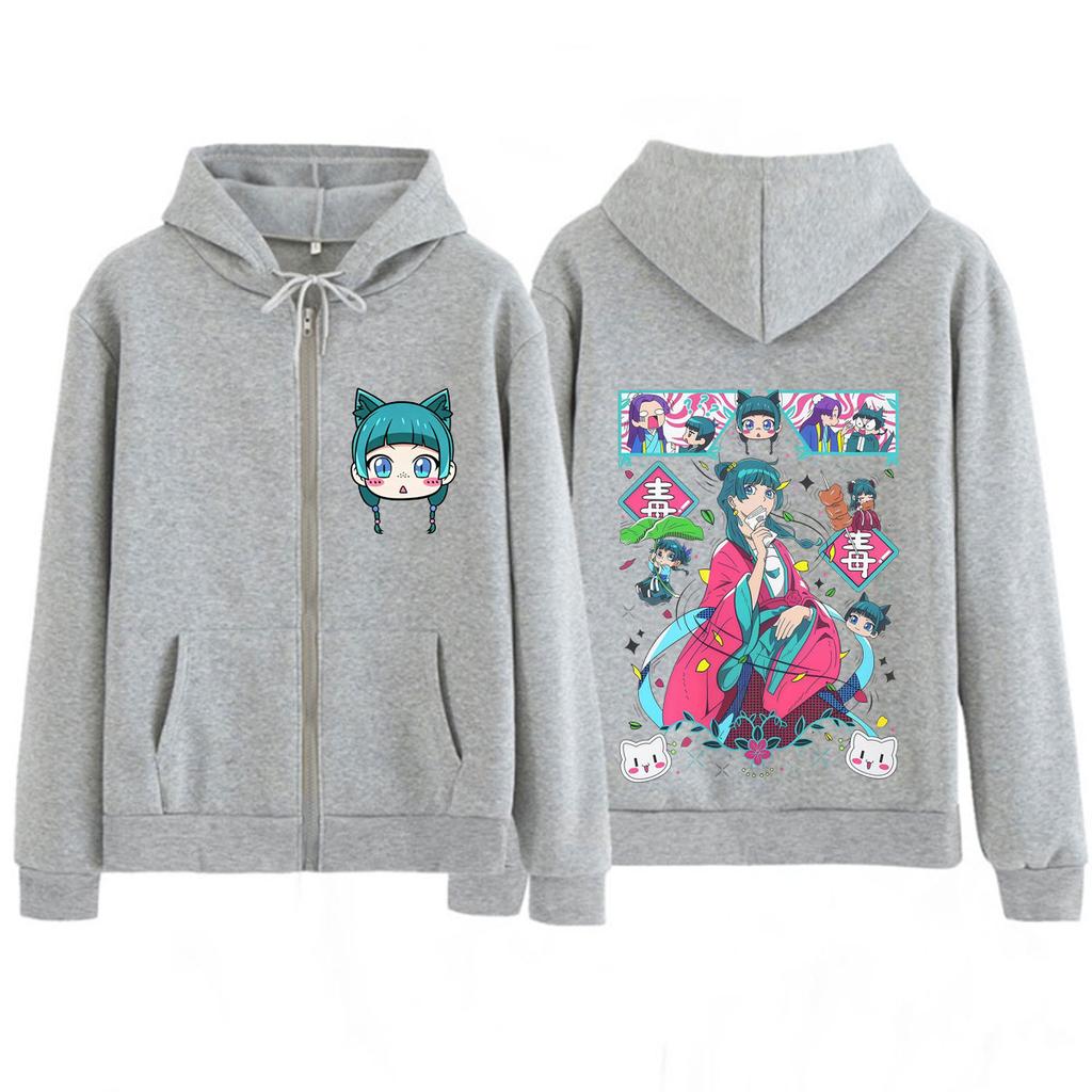 Anime The Apothecary Diaries Print Hoodie Men Women Hip-hop Punk Sweatshirts Winter Fleece Loose Casual Oversized Zipper Jacket
