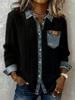 New Wind Knitted Patchwork Denim Shirt Women Autumn Winter Fashion Versatile Long Sleeve Cardigan Jacket