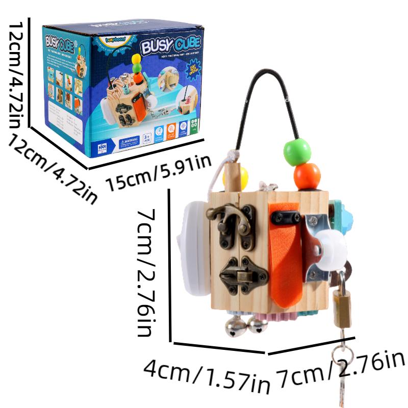 

Занятая деревянная доска Монтессори игрушка многофункциональный куб детское образовательное обучение