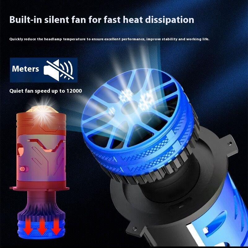 H4 Lens LED Bulbs Headlight 4575 LED Beads for Cars High Beam Low Beam Projector Turbo Fan 6000K 130W White Color Lighting 12V