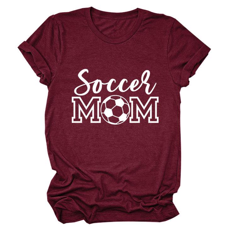 Soccer Mom European and American Crew Neck Women's Casual Loose Short-sleeved eBay Foreign Trade Spot Large Size Comfortable T-shirt