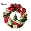 DIY Patchwork Craft Supplies Wreath Kit, Christmas Sewing Seasonal Patterns, Farmhouse Style Crafts Fabric Kit for Adults, Front Door Wall Decor