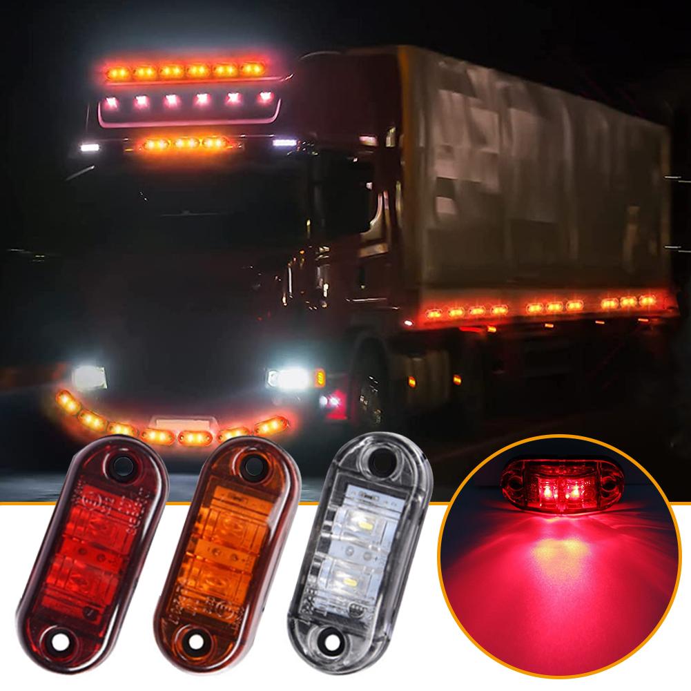 2PCS 12V 24V LED Side Marker Lights Warning Tail Light Auto Car External Lights Trailer Truck Lorry Yellow Orange White Red