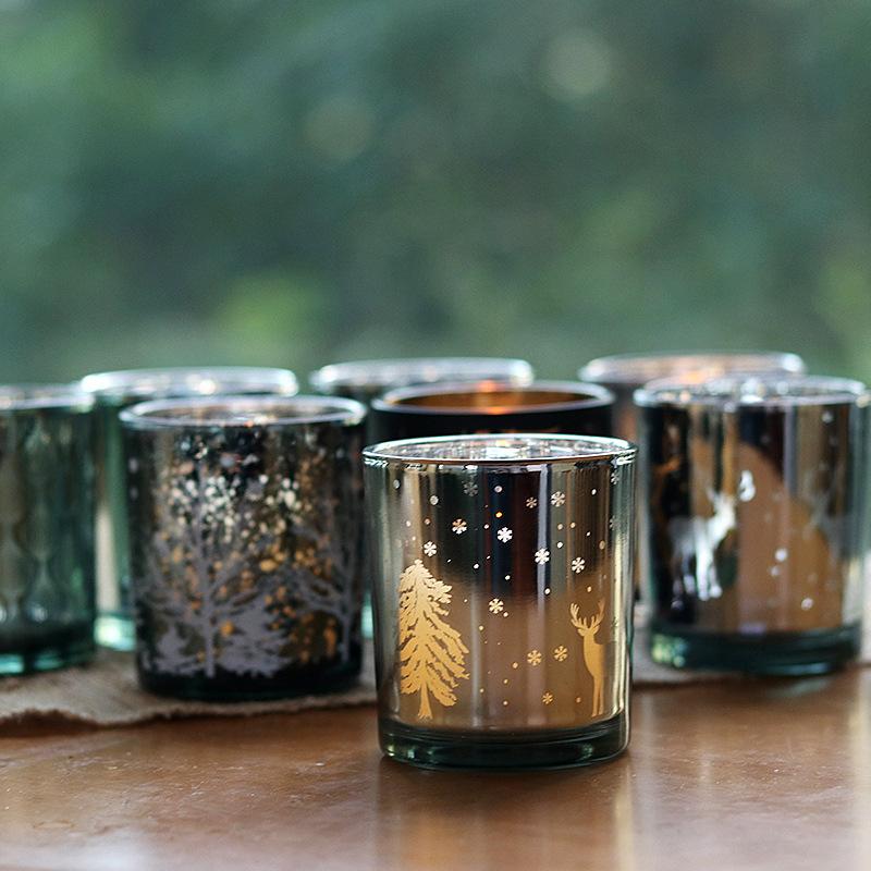 Świąteczny Kielich na Świecę Łoś Posrebrzany Świecznik Świecznik Szklany Pusty Kielich Transgraniczny Świecznik