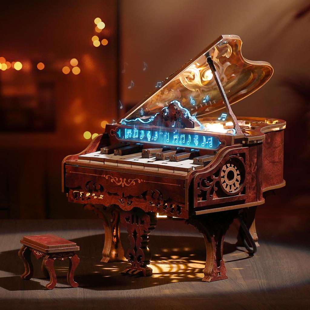 FUNPOLA 3D Moving Wooden 3D Playable Movable Home DIY Musical for Kids and Educational English Instructions 330pcs required Puzzle, Piano, Puzzle,