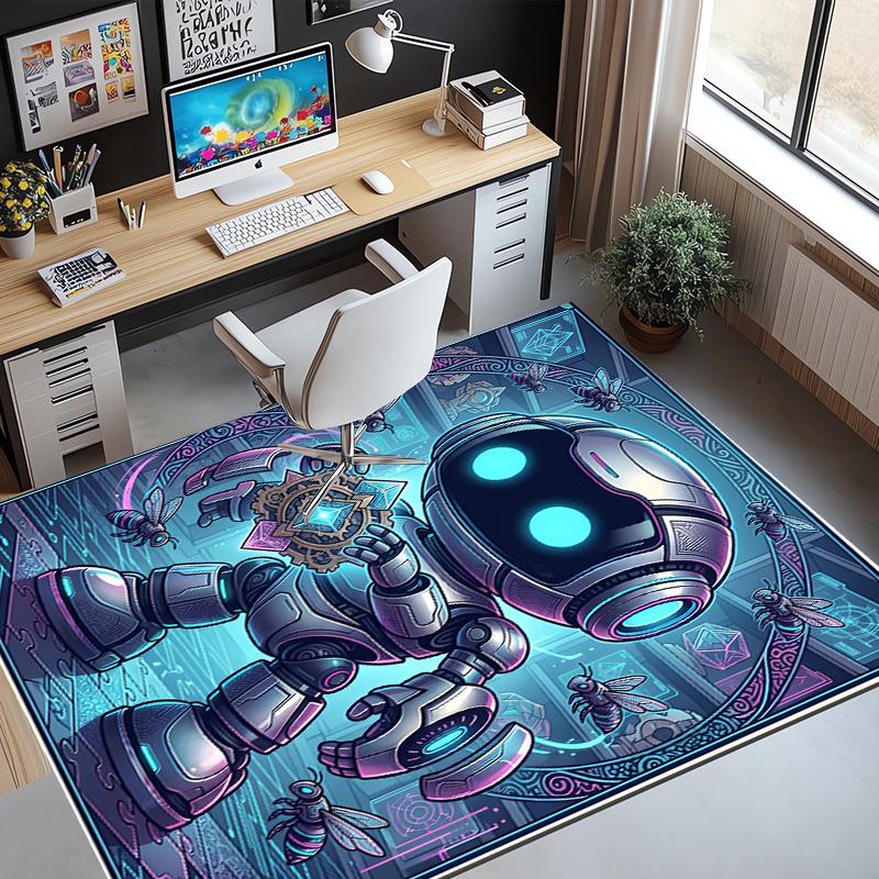 Cosmic Bot Crew Pattern Rug, Indoor/Outdoor Mat, for Picnic, Gameroom, Bedroom, Office, Living Room, Home Decor Carpet, Birthday Gift