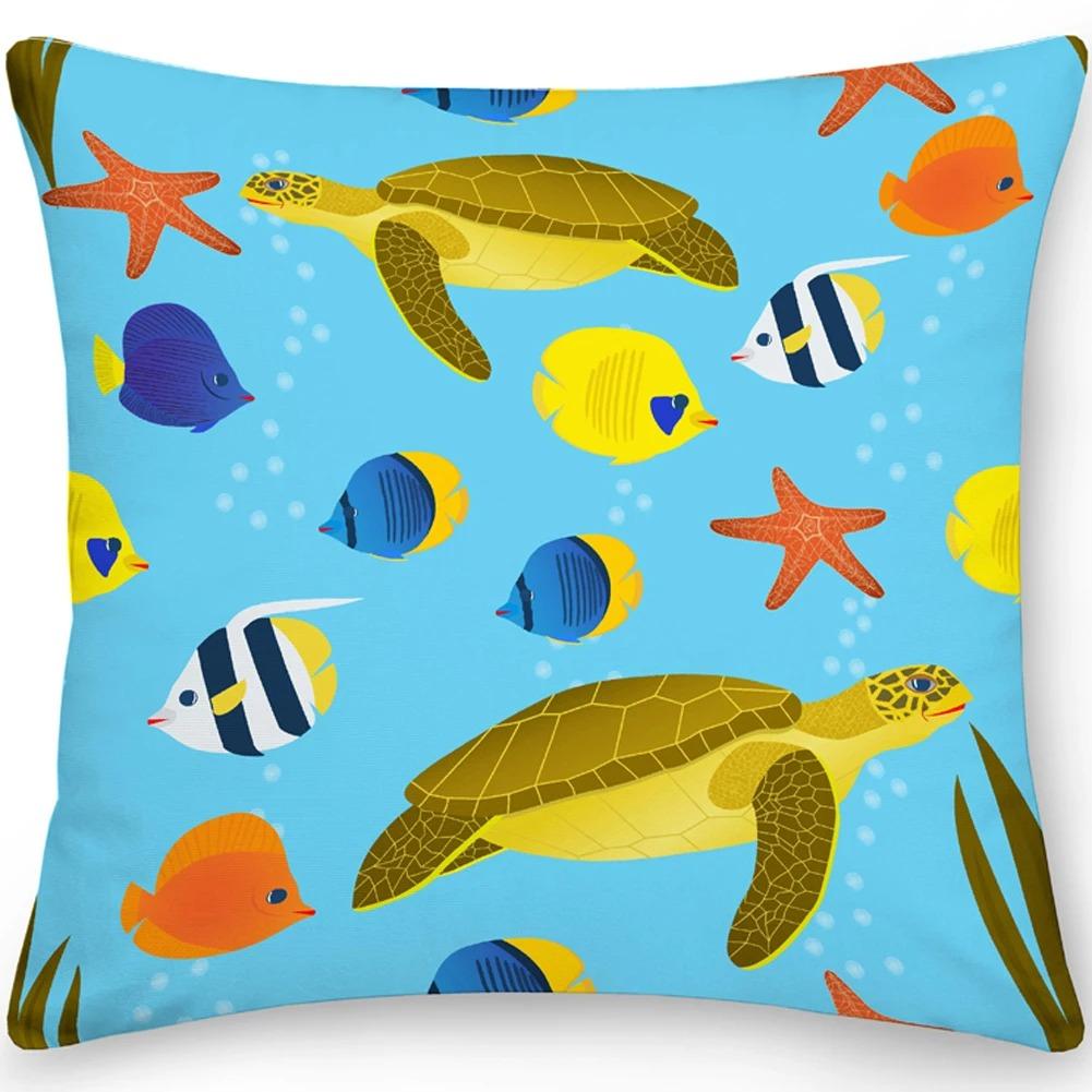 Ocean World Pattern Pillowcase Interior Decoration Office Living Room Home Pillowcase