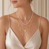 3Pcs Layered Necklace, Stackable Elegant Necklace for Women, Lightweight Flower And Pearl Necklace for Outdoor Beach Vacation Party