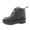 Excellent CHANEL Short Boots Black Leather Women 36 20B G36416 Used