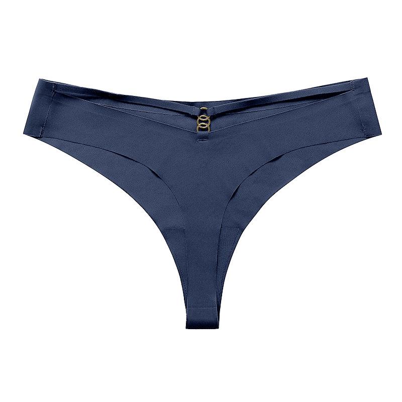 Seamless Ice Silk Thong Yoga Underwear, Plus Size, T-Back with Metal Ring