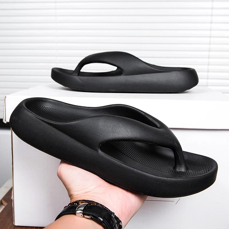 Zapatillas de playa tipo chancla con plataforma gruesa para hombre, que aumentan la altura, antideslizantes y resistentes al desgaste, en un elegante color liso