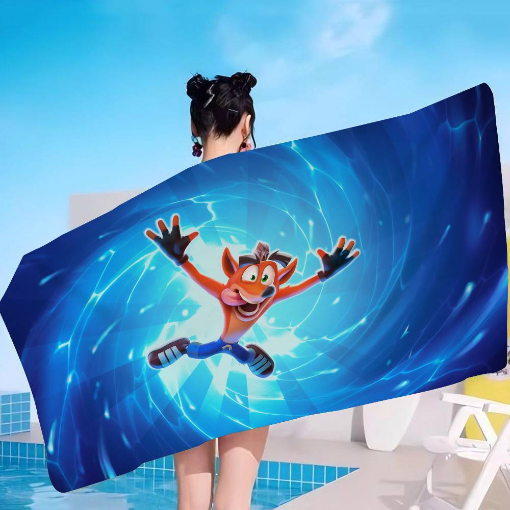 Game Crash-Bandicoot Beach Towel Colorful Bath Towels For Girl Microfiber Quick Dry Custom Sand Free Beach Yoga Spa Gym Pool