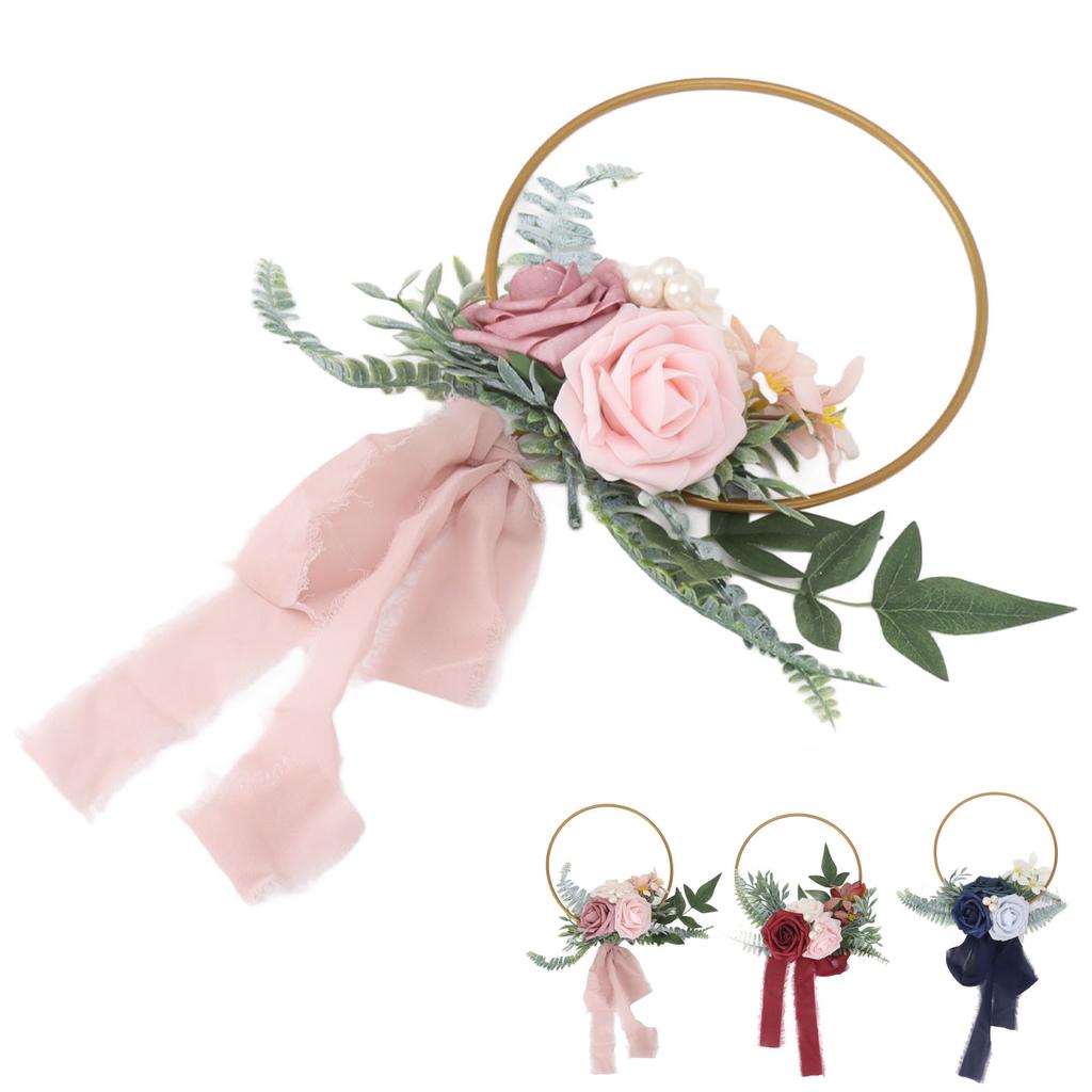 Artificial Succulents Wreath Iron Foam Greenery Wreath Portable Bridal Wreath for Wedding Celebratio