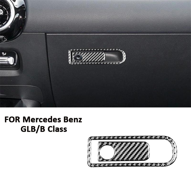 

Carbon Fiber Car Co-Pilot Storage Box Pull Handle Switch Panel Frame Decoration Sticker For Mercedes Benz B Class GLB - чорний