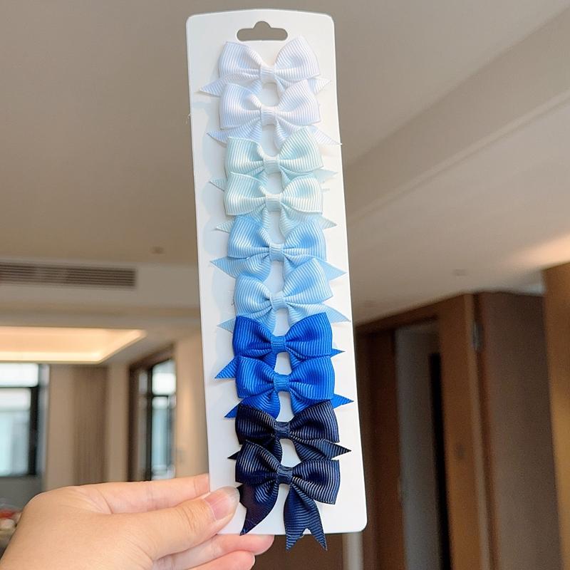 10Pcs/Set Colorful Grosgrain Ribbon Bow Hair Clip Girls Lovely Cheer Bowknot Hairpin Barrettes Headwear Baby Hair Accessories