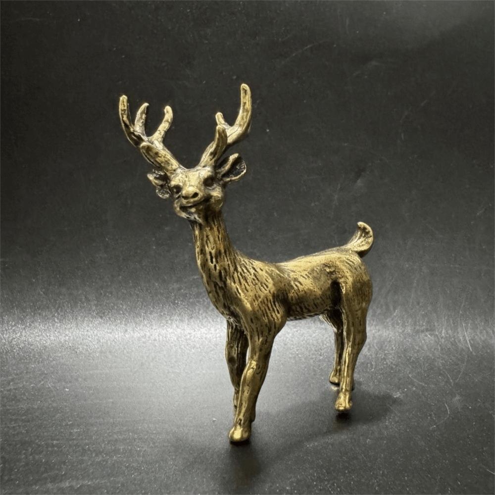 Three-Dimensional Brass Elk Statue Brass Miniature Elk Ornament  Christmas Gift