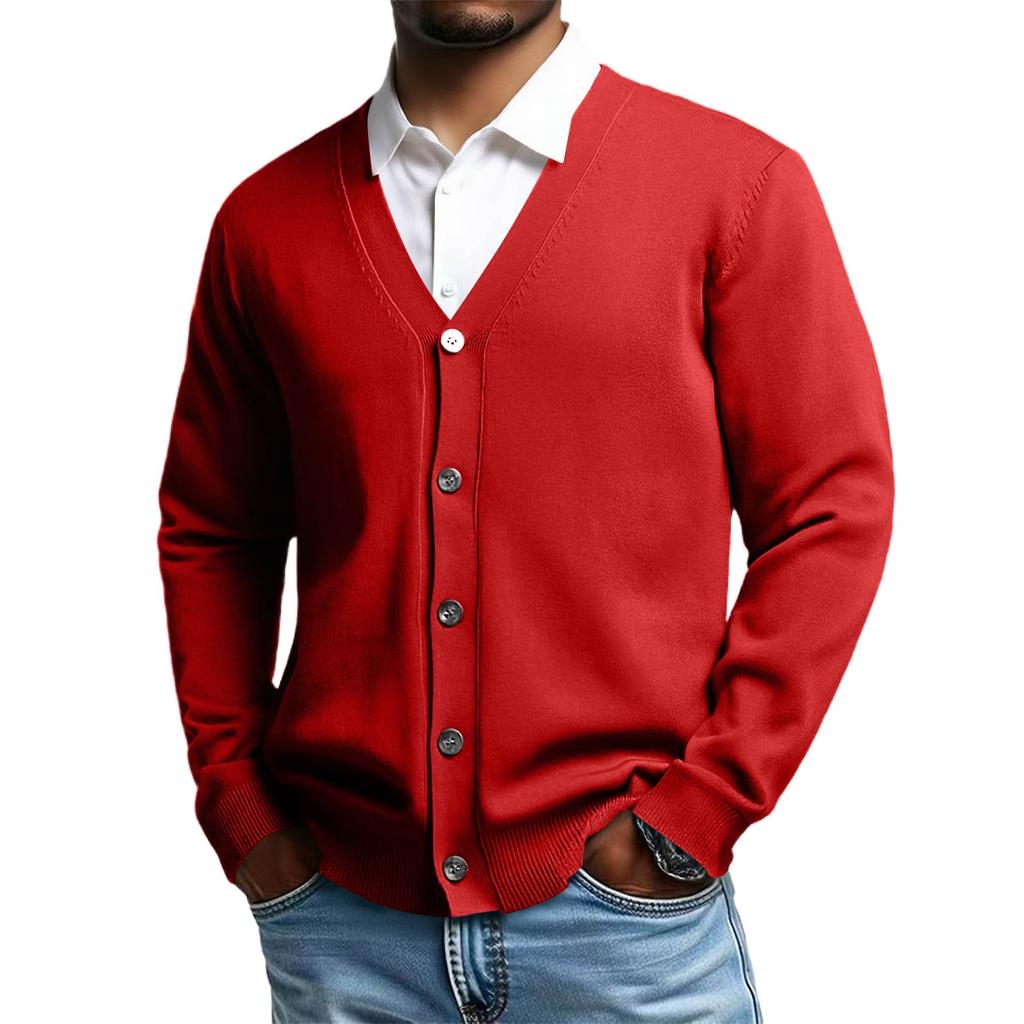 Men's Knit Sweater V Neck Long Sleeve Casual Comfort Color Long Sleeve Top