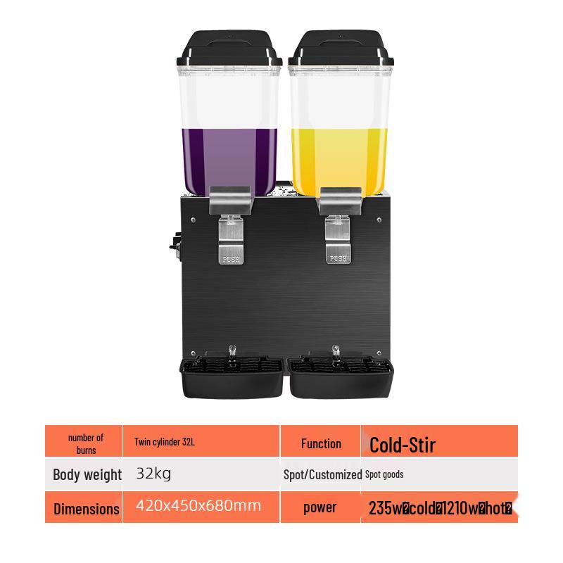 Tenggong Hot & Cold Beverage Dispenser with Dual & Triple Cylinder Options for Juices and Milk Tea, Self-service Stirring Spray