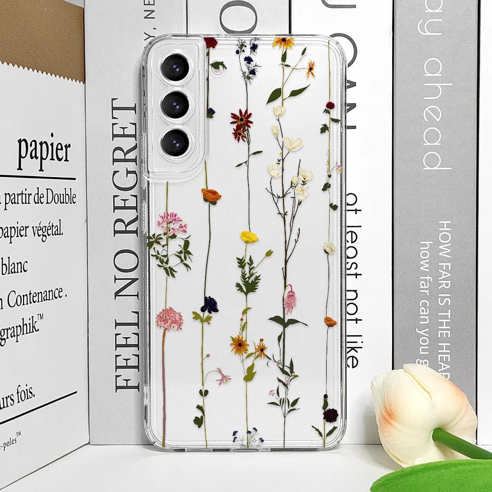 Cute Flower Painted Clear Phone Case for Samsung A55 A54 A53 A51 A70 A32 A31 A22 A13 5G Ultra Soft Covers Colorful Floral Fundas