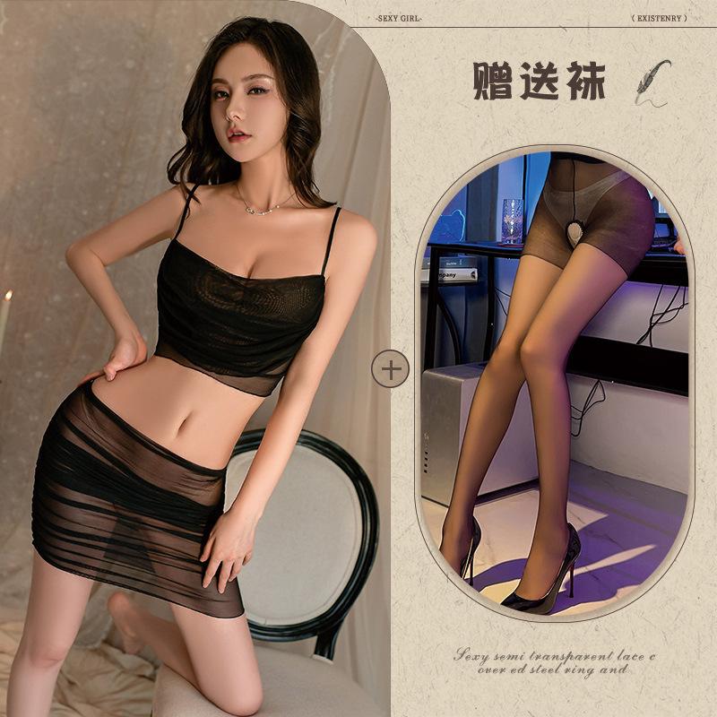 Sex Underwear Pure Desire Sexy Suspender Hip Skirt Hot Transparent Uniform Temptation Pajama Suit