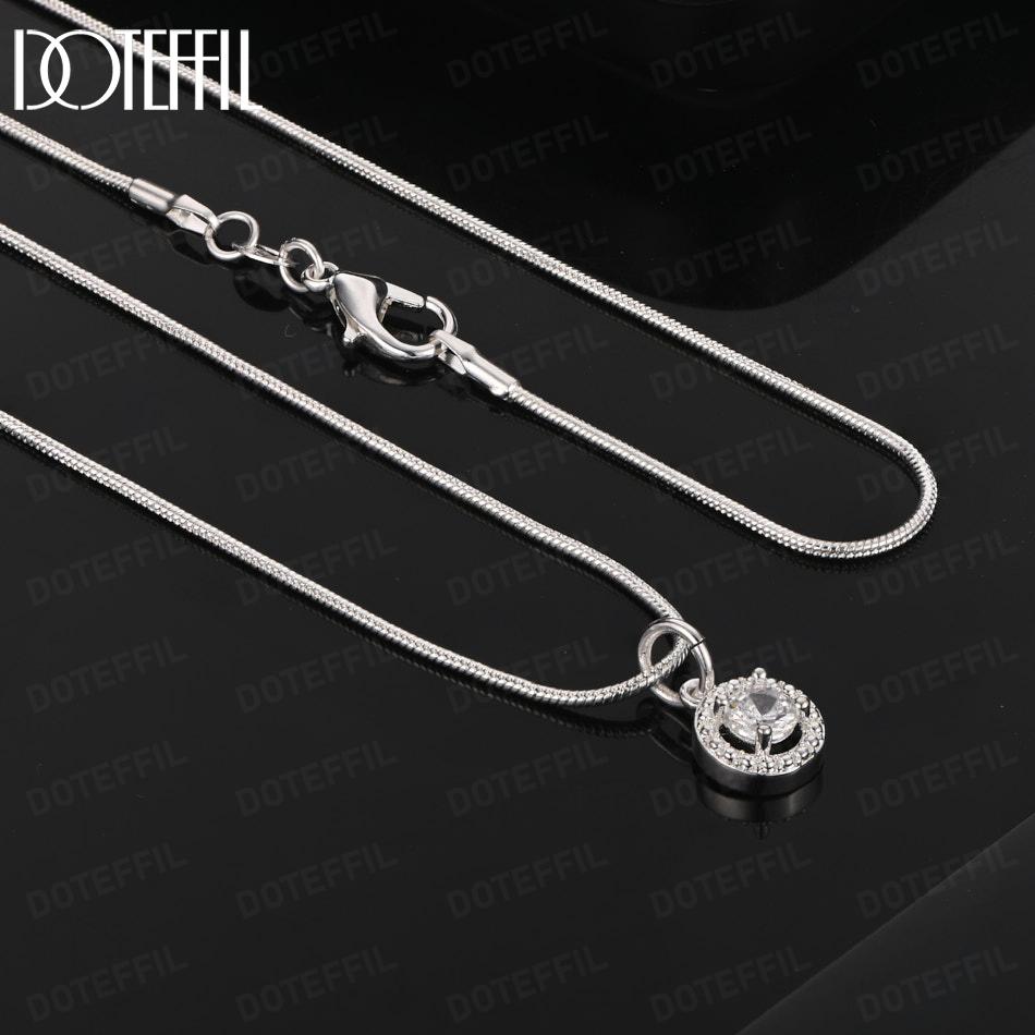 Модное ювелирное изделие из стерлингового серебра 925 пробы, круглая подвеска с цирконом AAA, ожерелье 45CM