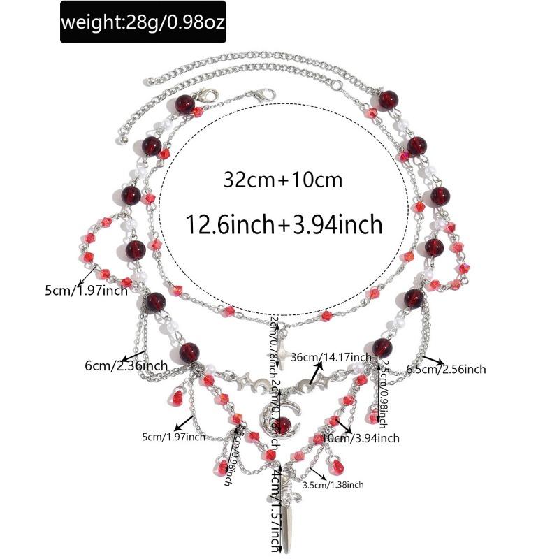 Gothic Necklace Retro Multi-layer Fringed Light Luxury Niche High Sense Irregular Moon Necklace Women