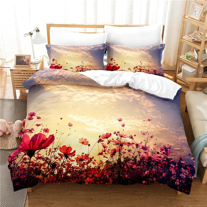

Print White Dandelion Sunflower Bedding King Bedroom Quilt Cover Set Black Blue Duvet Set Pillowcases Decorative 2/3Pcs Set EU single(135x200cm)