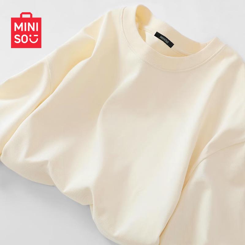 MINISO Women's Long Sleeve Loose Fit Cotton T-Shirt