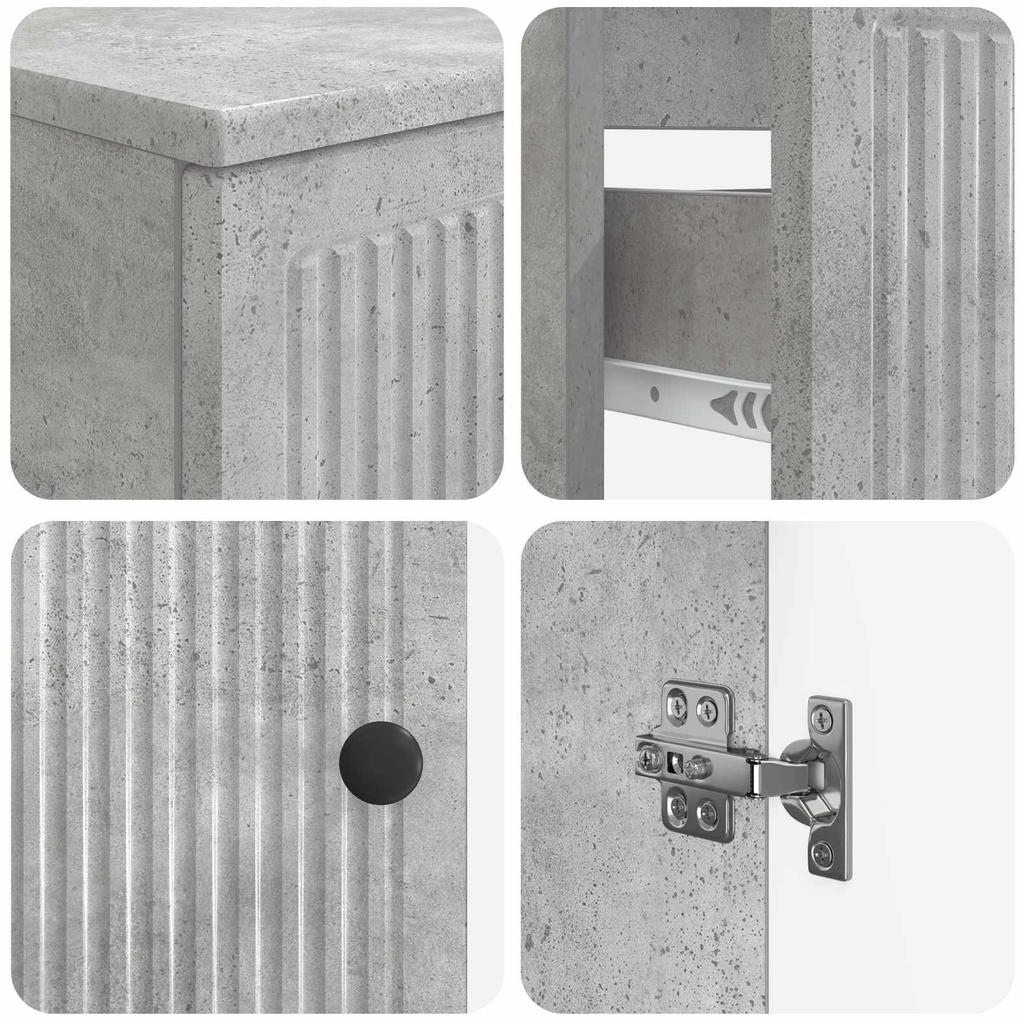 3 piece Bathroom Cabinet System EDE Concrete Grey Engineered Wood