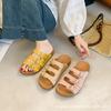 Belt buckle Borken slippers women's wear 2025 summer Korean version of the new flat bottom one-word drag casual beach cool slippers