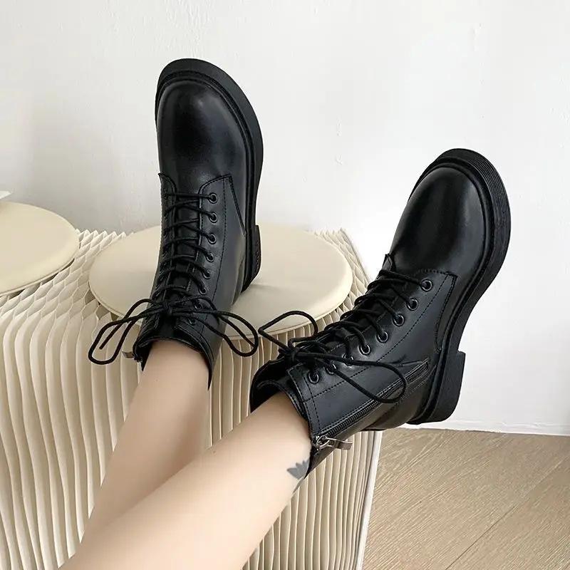 Fashion Ankle Boots for Women British Style Height Increasing Non Slip Booties Goth On Offer Designer Luxury Y2k Hot Woman Short Shoes