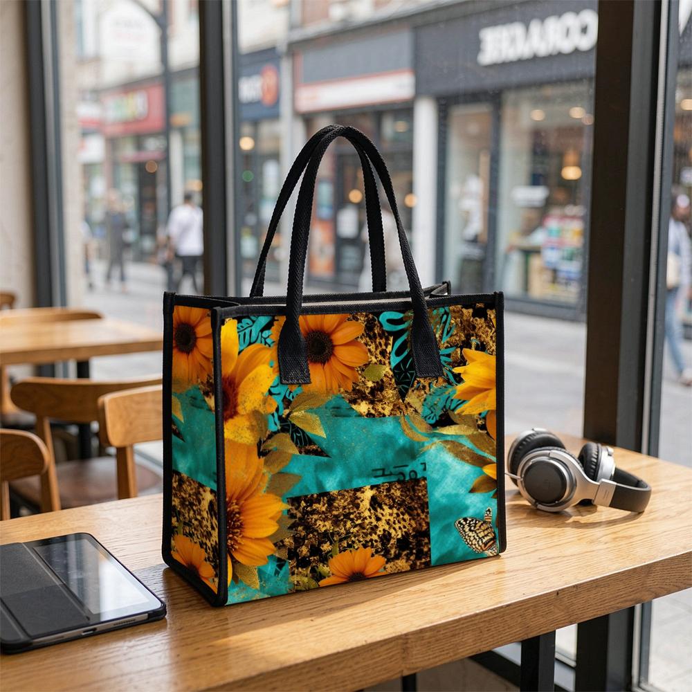 Sunflower Leopard Tote Bag Casual Large Capacity Shoulder Handbag for Daily Use Shopping Travel