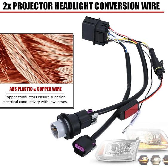 2pcs Car Headlight Lamp Wiring Harness Adapter for Dodge Ram 1500 2500 3500 2013-2018