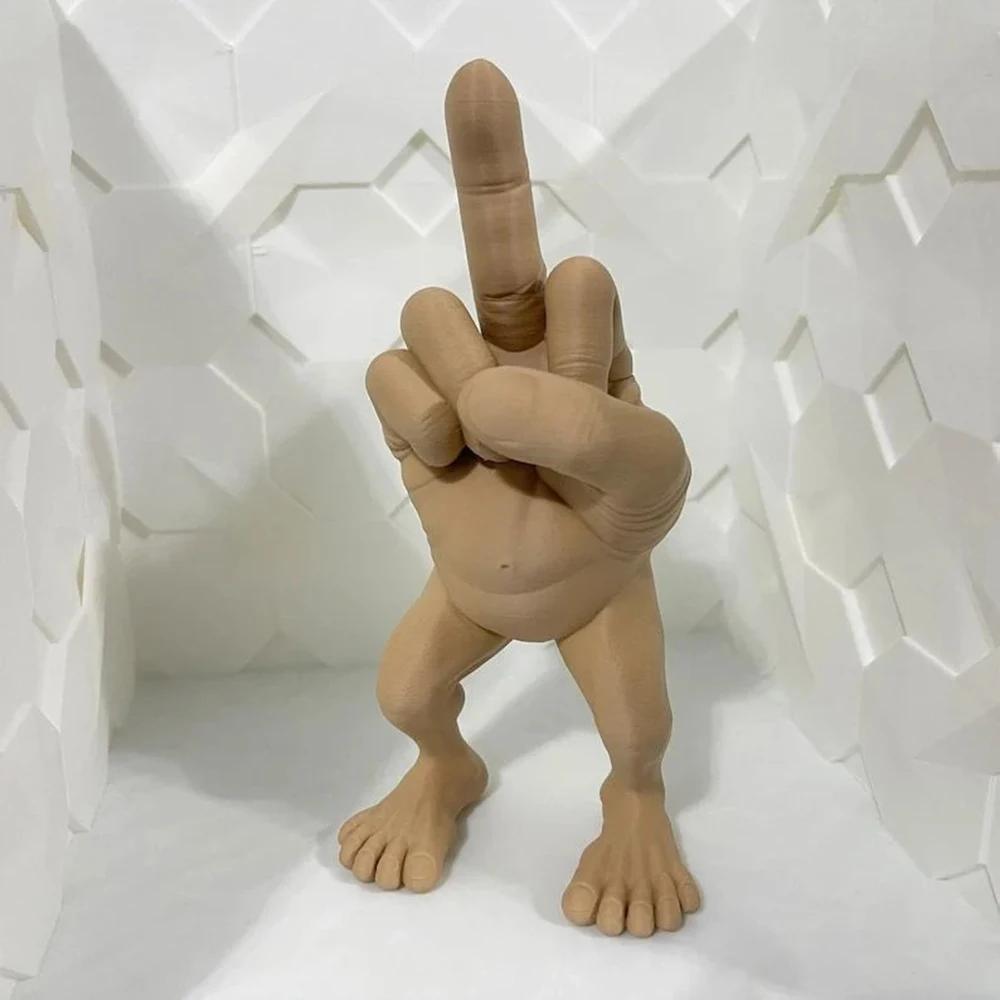 Desktop Creative Ornaments Middle Finger Figure with Legs Resin Funny Desk Fingers and Toes Combined Funny Gift for Friends