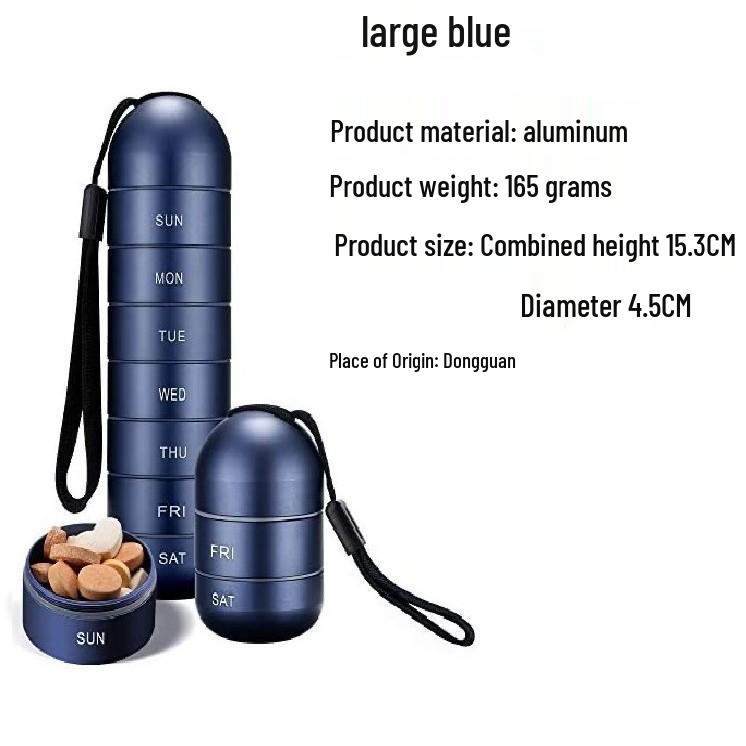 Compact Metal Weekly Pill Box for Travel and Elderly - Convenient, Sealed, Portable Storage