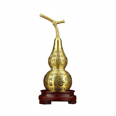 Brass Gourd Figurine Good Luck Symbol Feng Shui Hulu Ornament Traditional Craftsmanship Chinese
